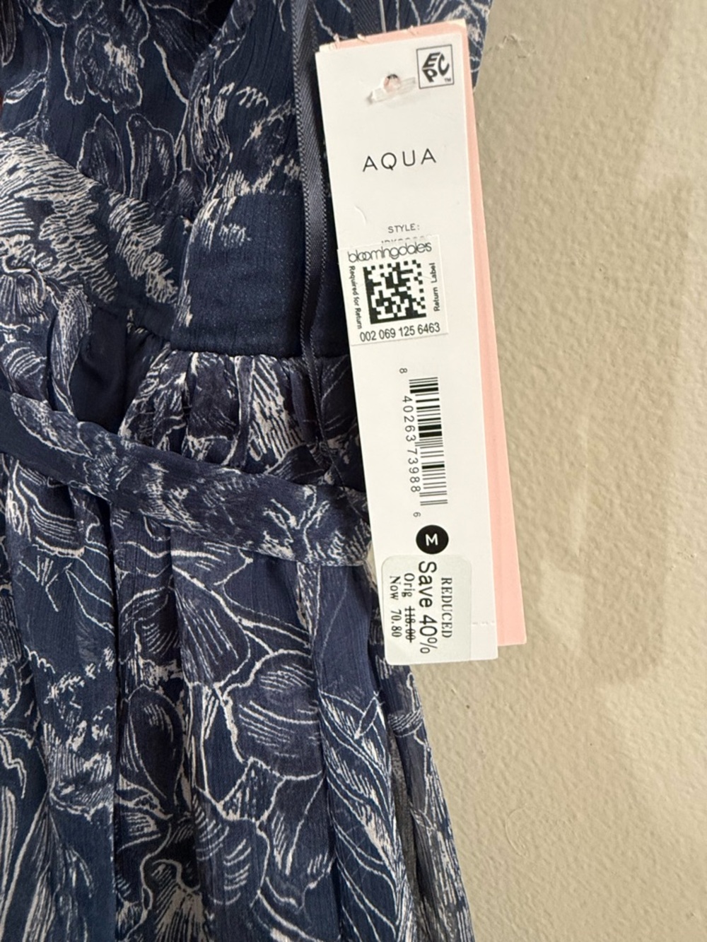 Aqua Navy Floral V-Neck Ruffle Maxi Dress - Picture 3 of 6
